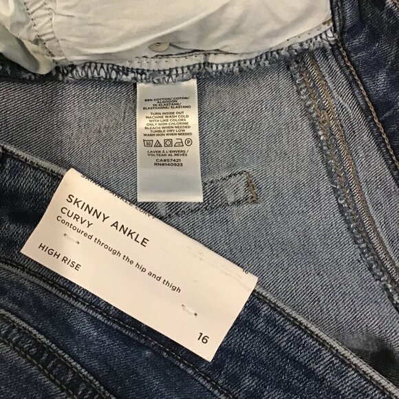 LOFT Outlet 16 NWT Skinny Ankle Curvy High Rise Women's Jeans Stretch Side Slit - Picture 6 of 7